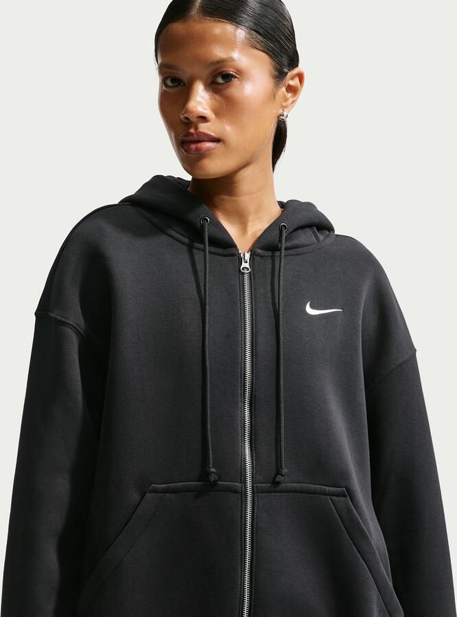Nike Phoenix Fleece Oversized fleecehoodie met rits over de hele lengte voor dames Zwart - Foto 1