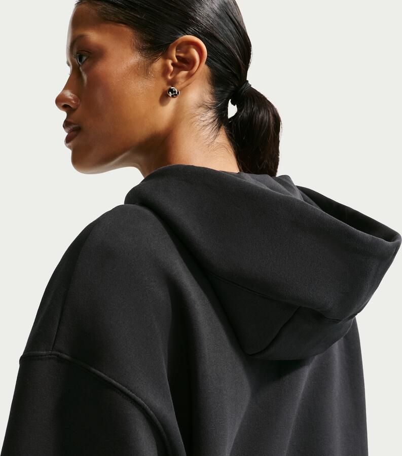 Nike Phoenix Fleece Oversized fleecehoodie met rits over de hele lengte voor dames Zwart - Foto 4