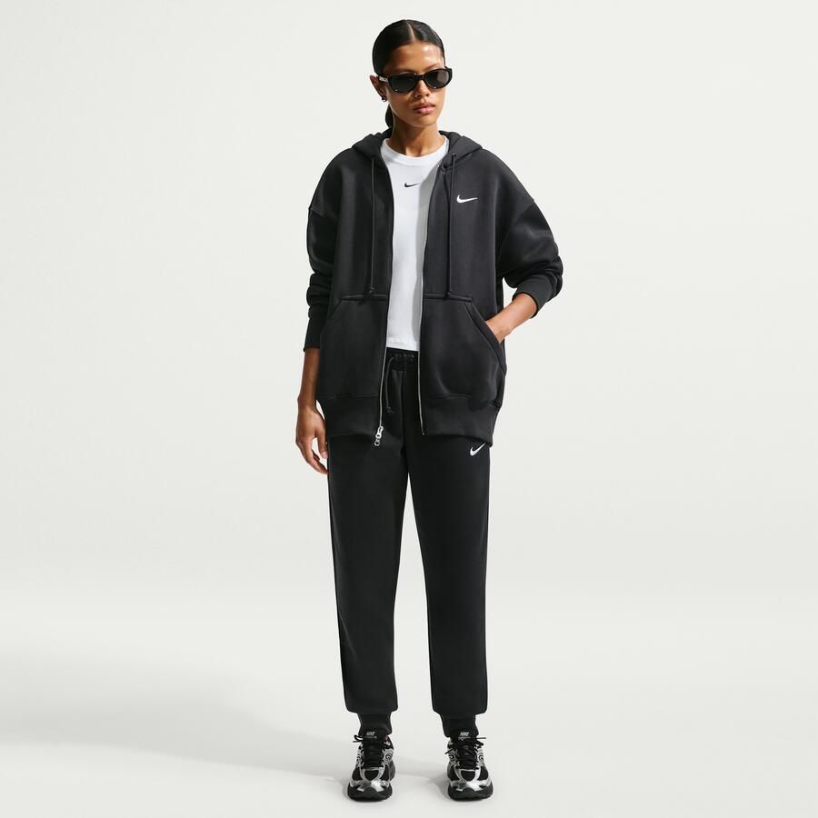 Nike Phoenix Fleece Oversized fleecehoodie met rits over de hele lengte voor dames Zwart - Foto 2