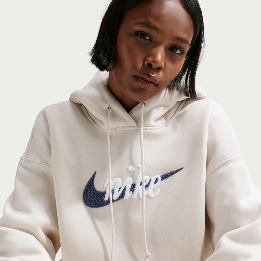 Nike Phoenix Fleece oversized hoodie met logo voor dames Bruin