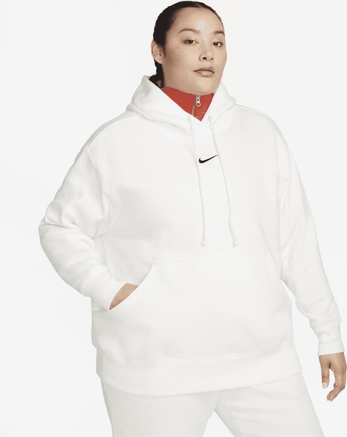 Nike Phoenix Fleece oversized hoodie voor dames (Plus Size) Wit - Foto 4