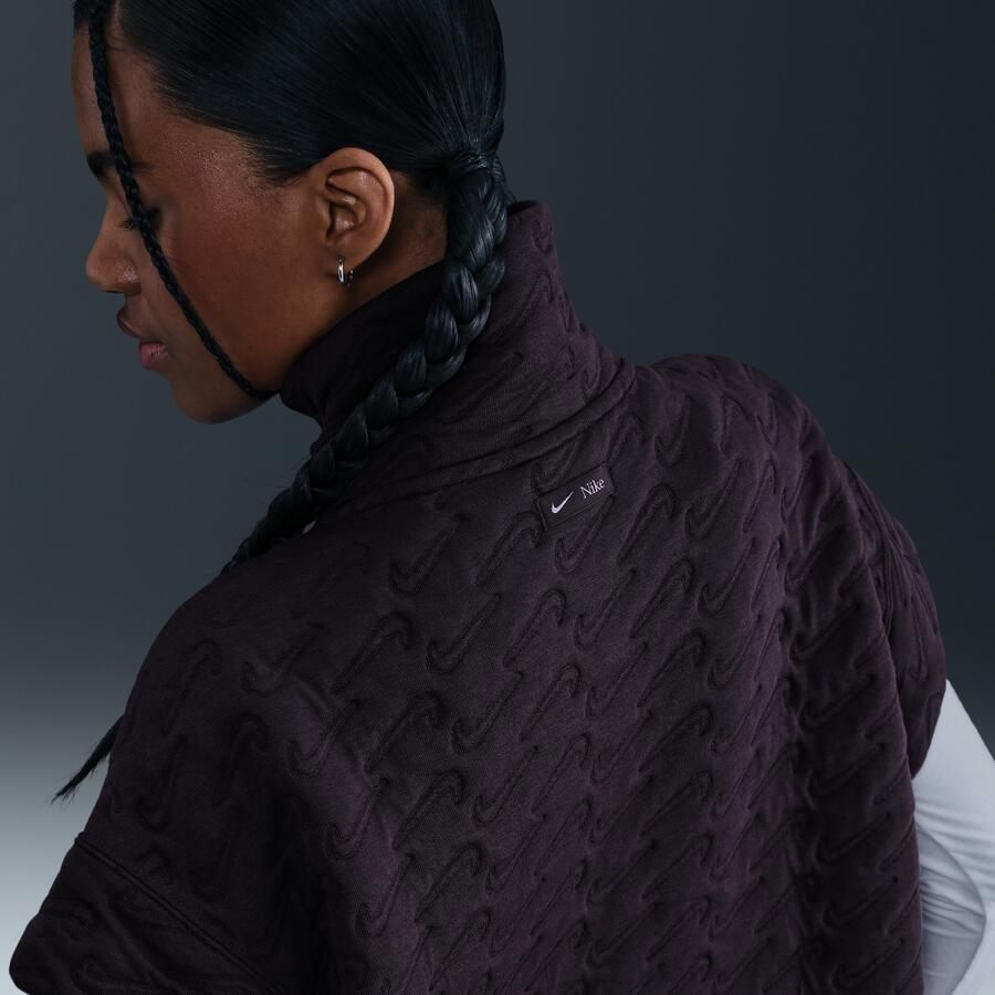 Nike Phoenix Fleece oversized jacquard bodywarmer voor dames Paars