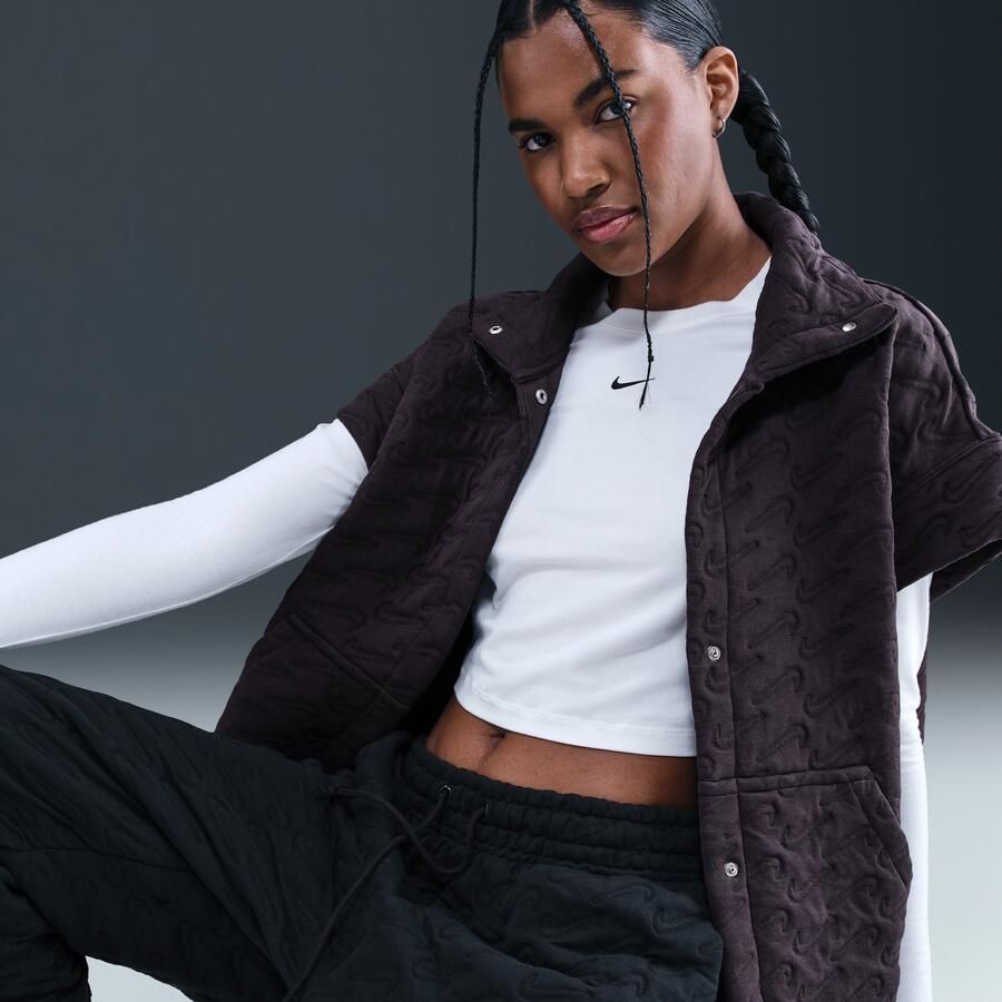 Nike Phoenix Fleece oversized jacquard bodywarmer voor dames Paars - Foto 2