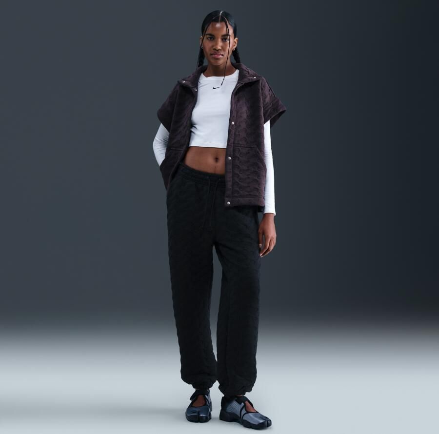 Nike Phoenix Fleece oversized jacquard bodywarmer voor dames Paars - Foto 3
