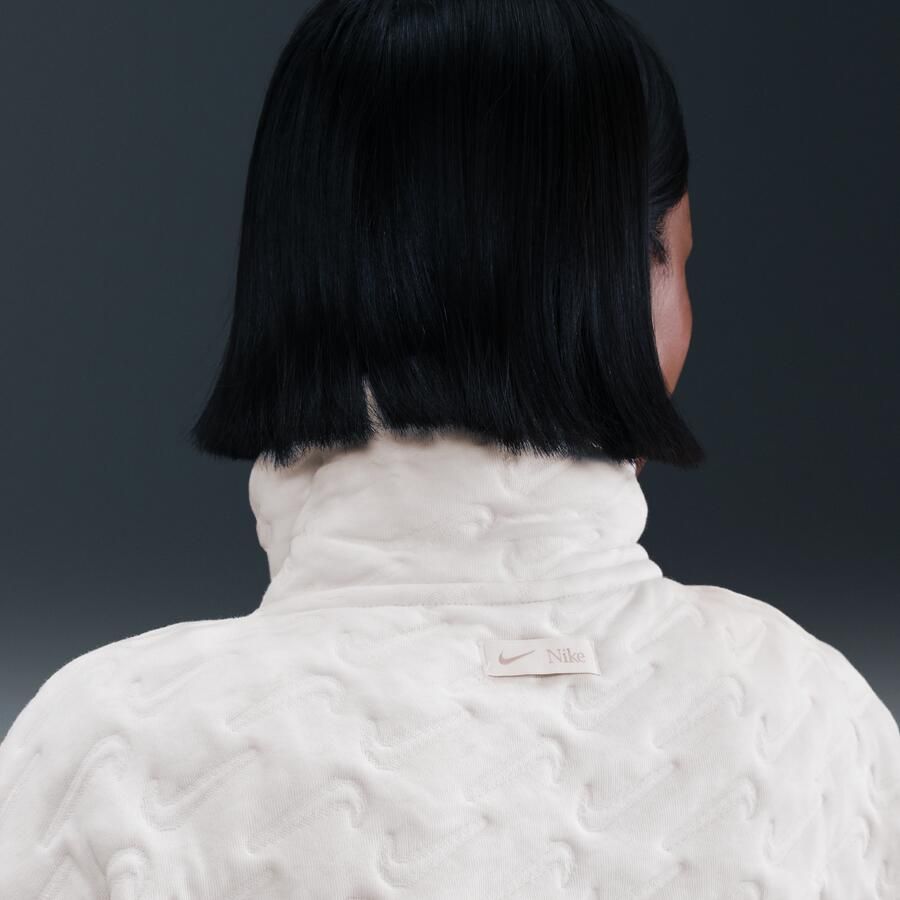 Nike Phoenix Fleece oversized jacquard bodywarmer voor dames Wit