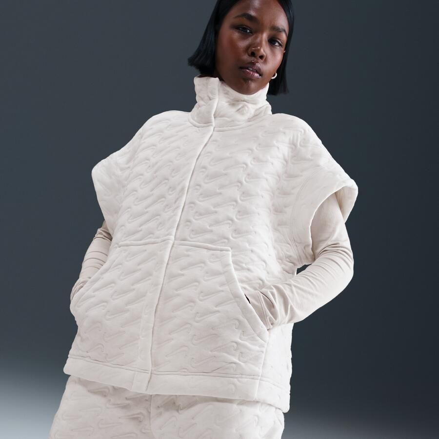Nike Phoenix Fleece oversized jacquard bodywarmer voor dames Wit - Foto 2