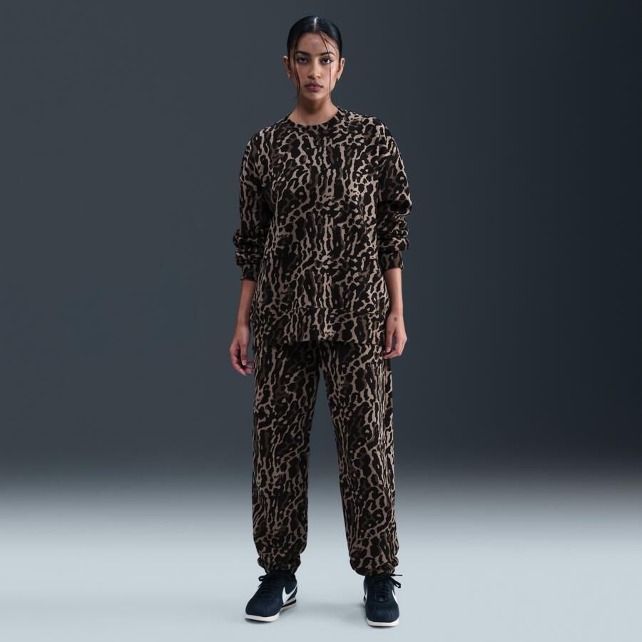 Nike Phoenix Fleece oversized joggingbroek met hoge taille en print voor dames Zwart - Foto 3