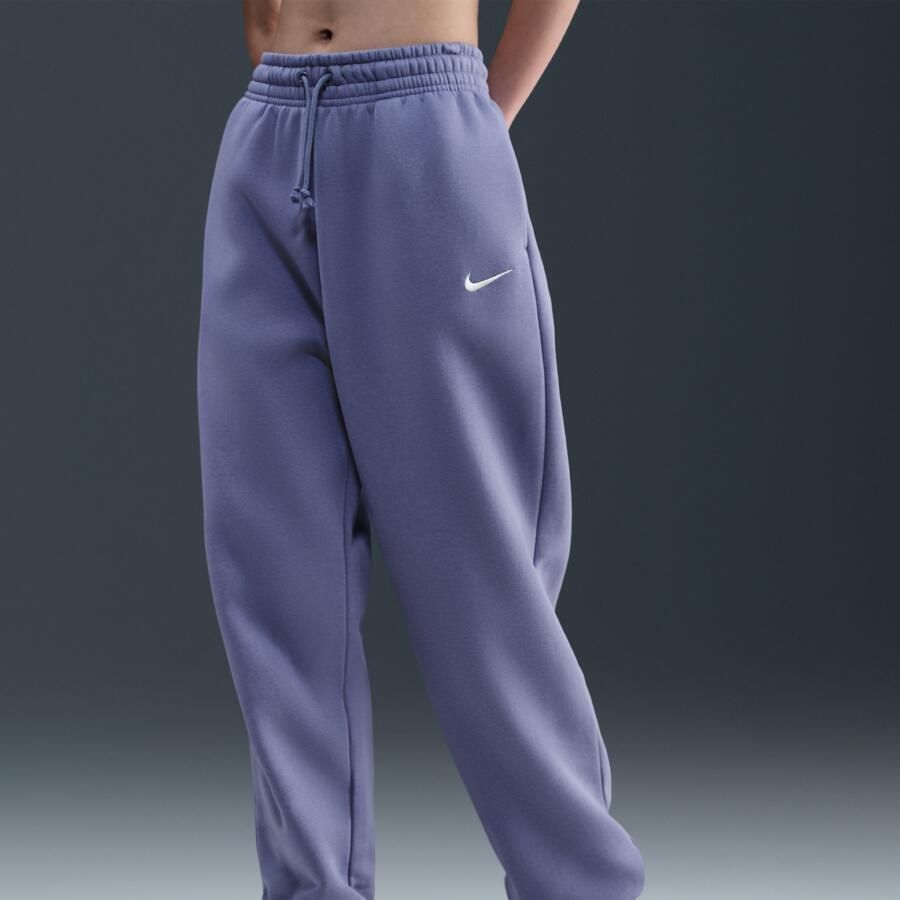 Nike Phoenix Fleece Oversized joggingbroek met hoge taille voor dames Blauw