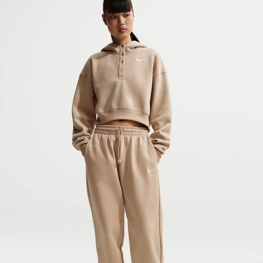 Nike Phoenix Fleece Oversized joggingbroek met hoge taille voor dames Bruin