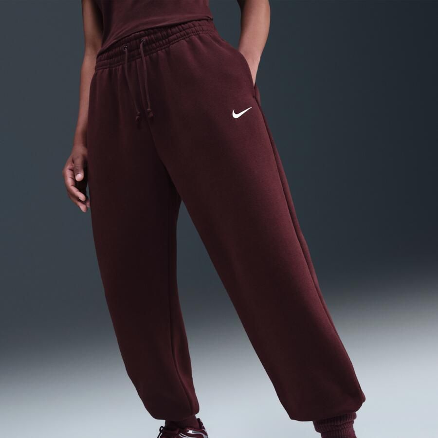 Nike Phoenix Fleece Oversized joggingbroek met hoge taille voor dames Rood