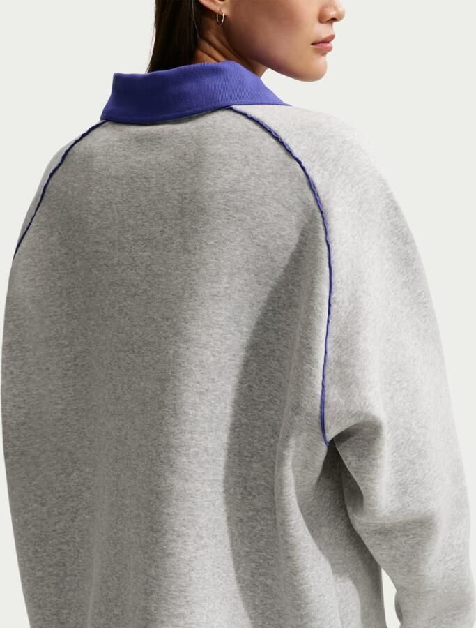 Nike Phoenix Fleece oversized poloshirt met graphic voor dames Grijs - Foto 3