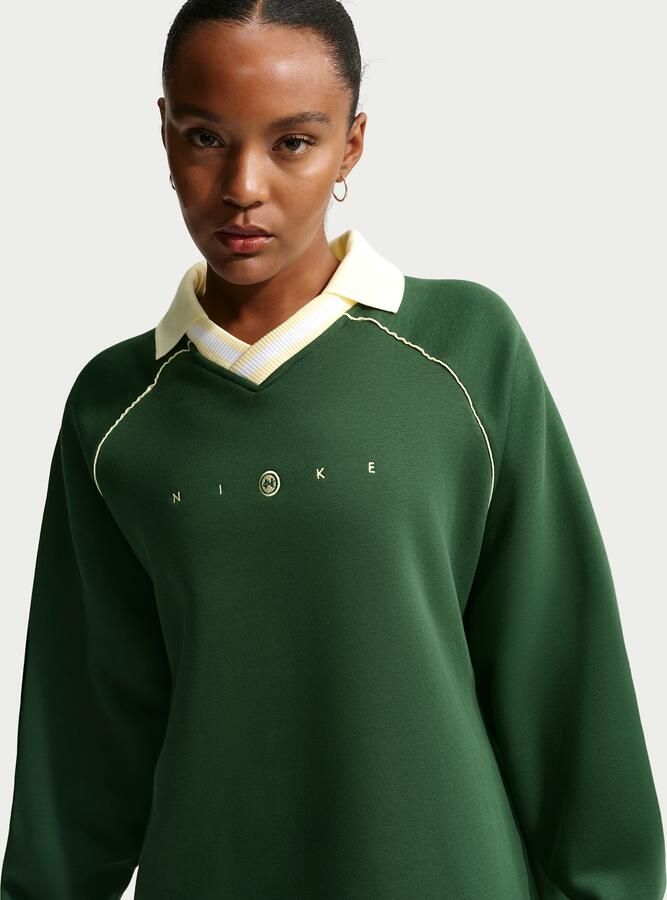 Nike Phoenix Fleece oversized poloshirt met graphic voor dames Groen - Foto 4