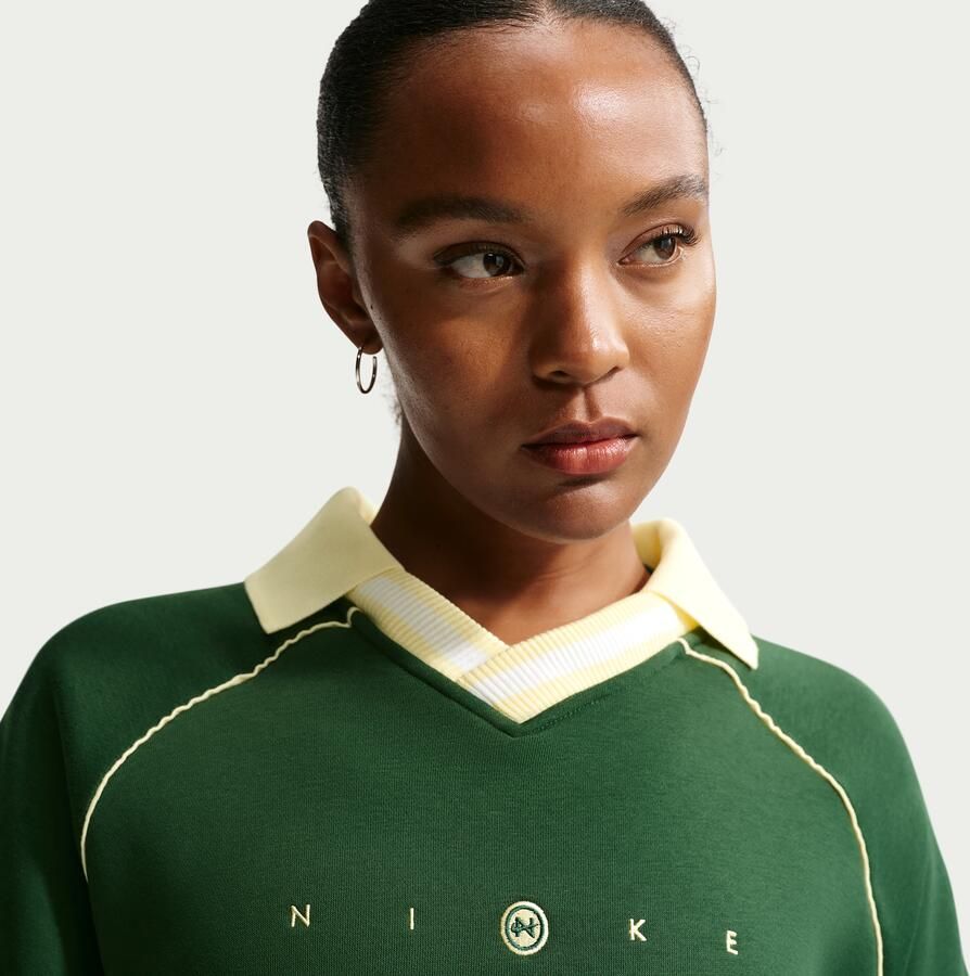 Nike Phoenix Fleece oversized poloshirt met graphic voor dames Groen - Foto 2