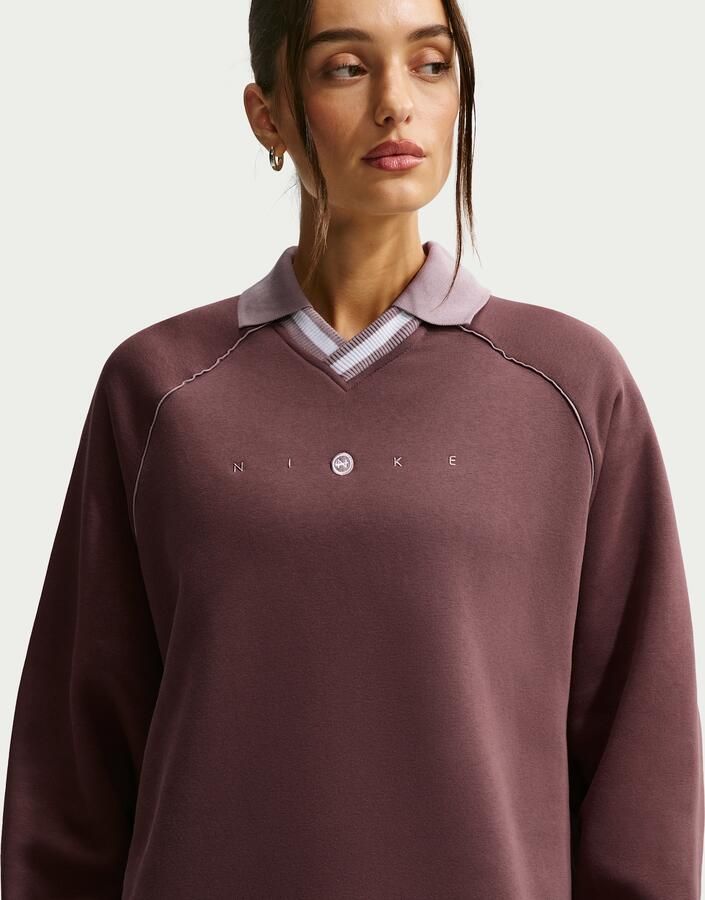 Nike Phoenix Fleece oversized poloshirt met graphic voor dames Paars - Foto 4