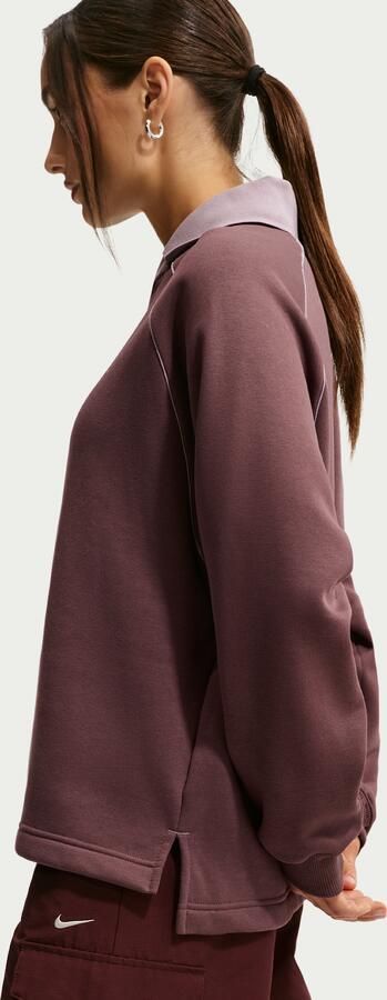 Nike Phoenix Fleece oversized poloshirt met graphic voor dames Paars - Foto 3