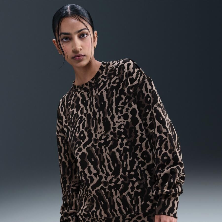 Nike Phoenix Fleece oversized sweatshirt met ronde hals en print voor dames Zwart - Foto 4