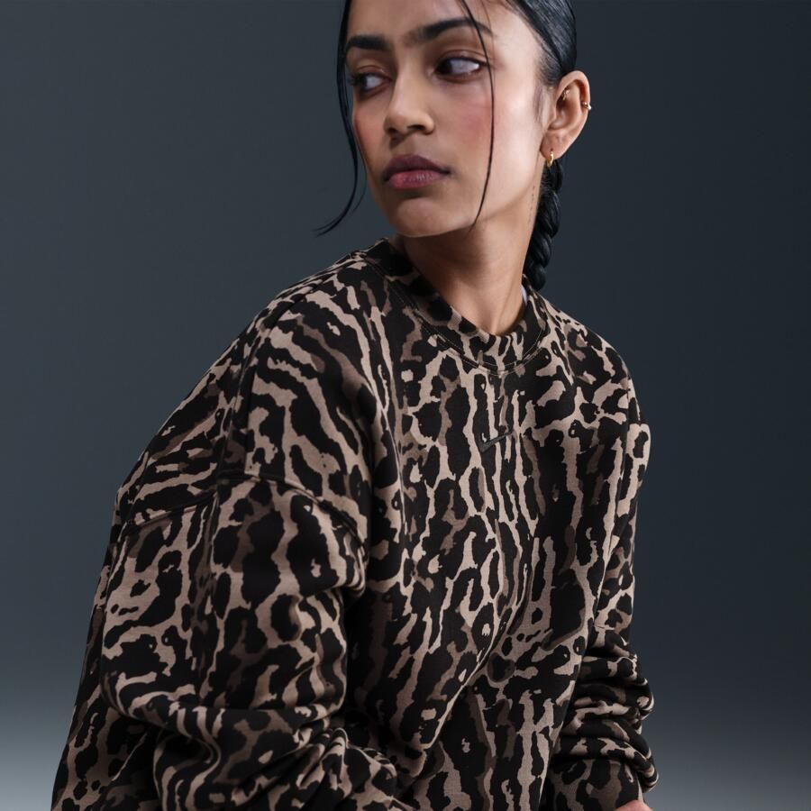 Nike Phoenix Fleece oversized sweatshirt met ronde hals en print voor dames Zwart - Foto 2