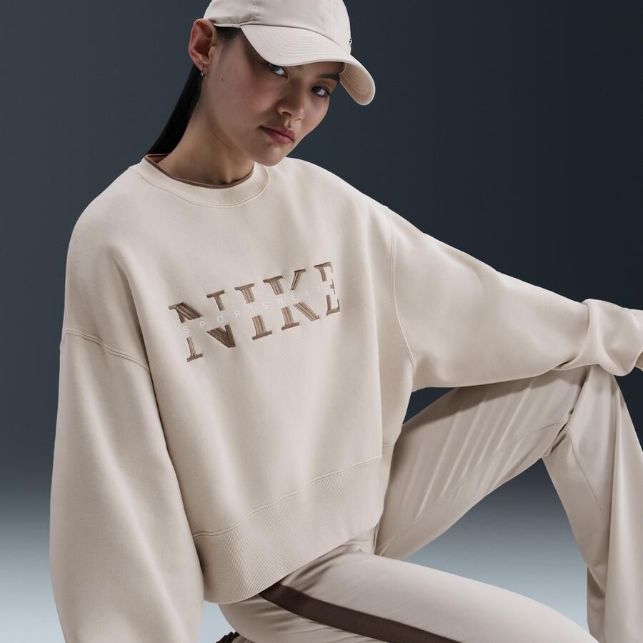 Nike Phoenix Fleece oversized sweatshirt met ronde hals voor dames Bruin - Foto 2