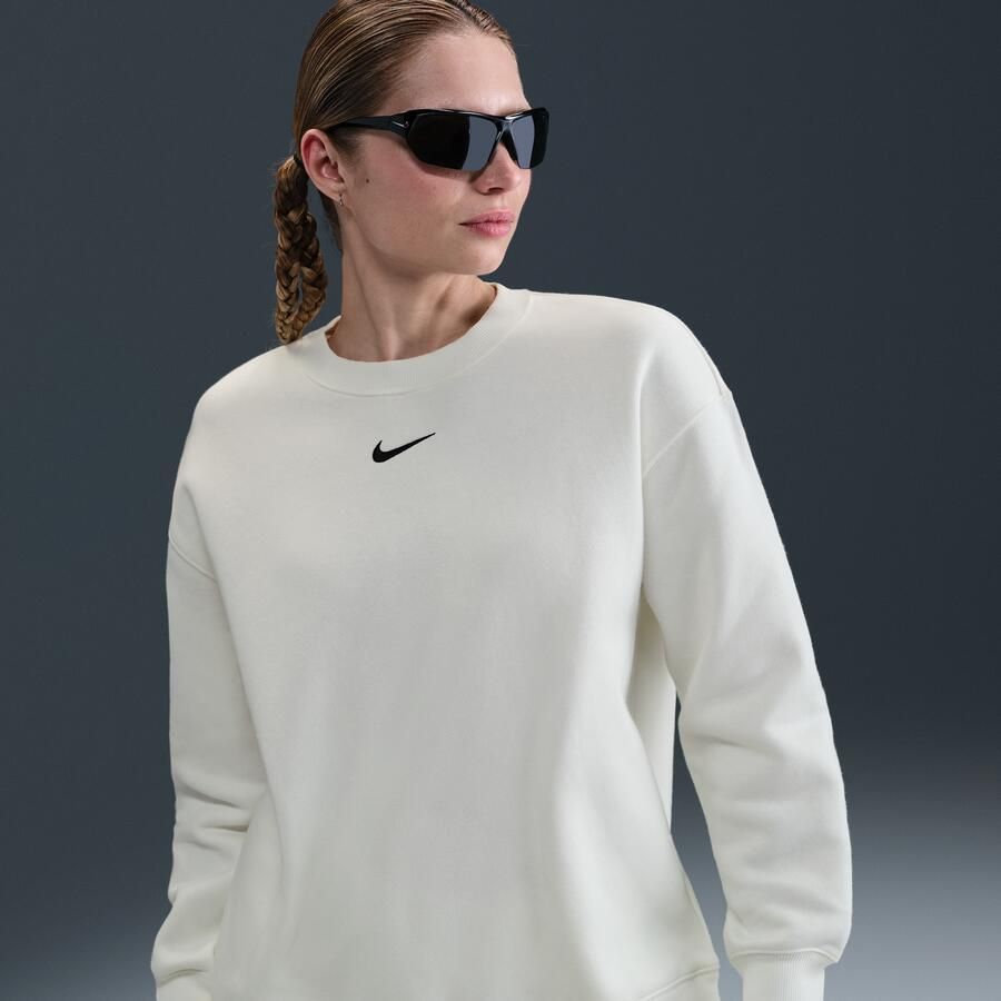 Nike Phoenix Fleece Oversized sweatshirt met ronde hals voor dames Wit - Foto 4