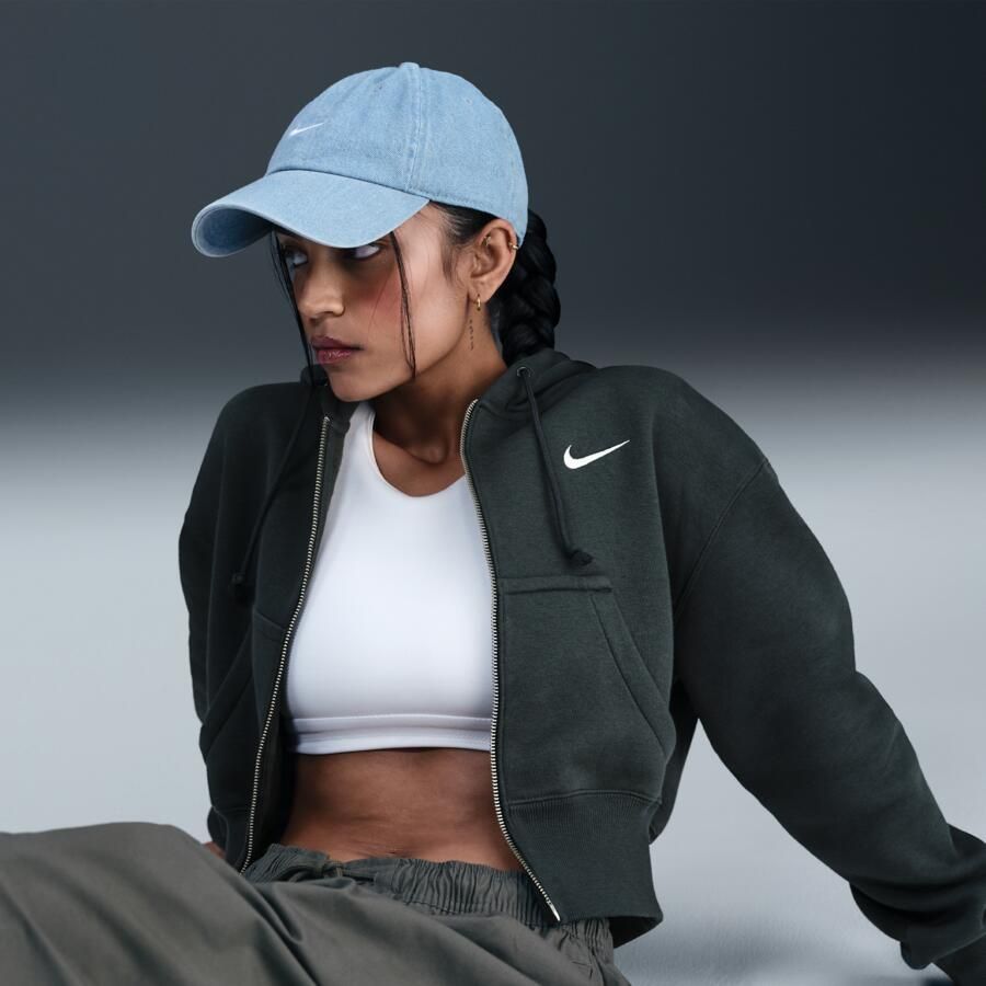 Nike Phoenix Fleece ruimvallende korte hoodie met rits over de hele lengte voor dames Groen - Foto 2