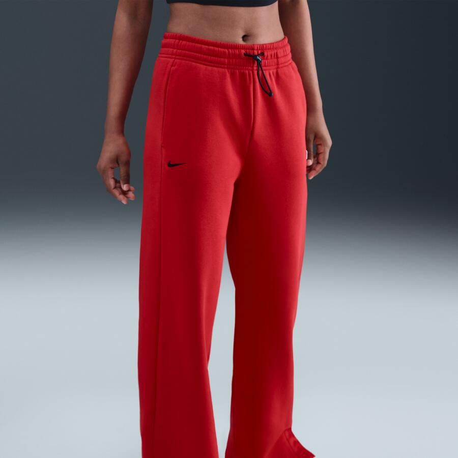 Nike Phoenix Fleece Show damesbroek met hoge taille Rood