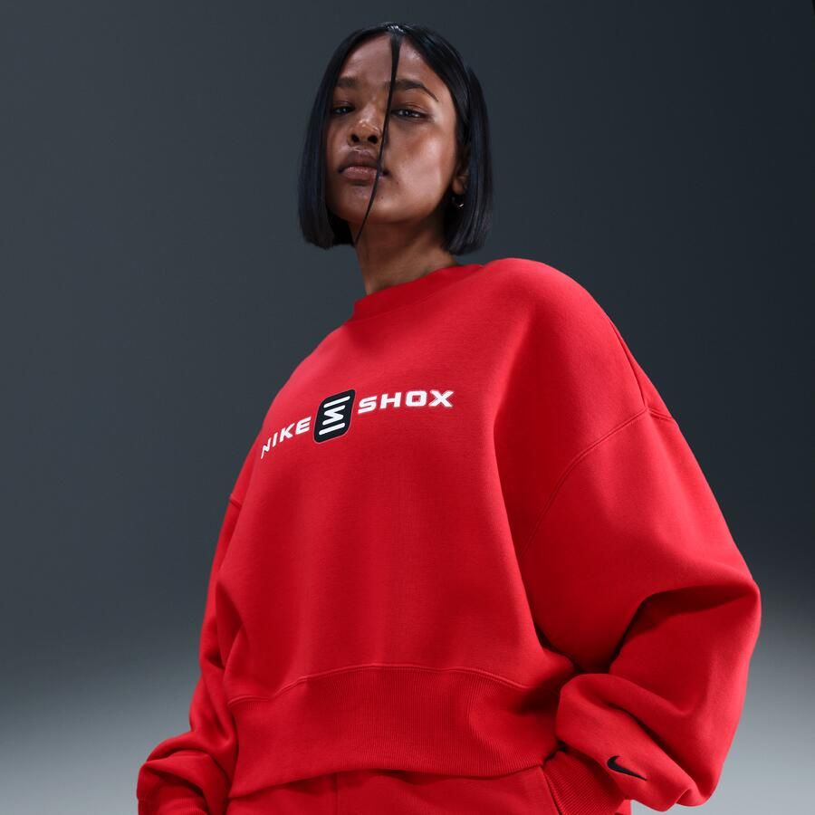 Nike Phoenix Fleece Shox oversized sweatshirt met ronde hals voor dames Rood - Foto 4
