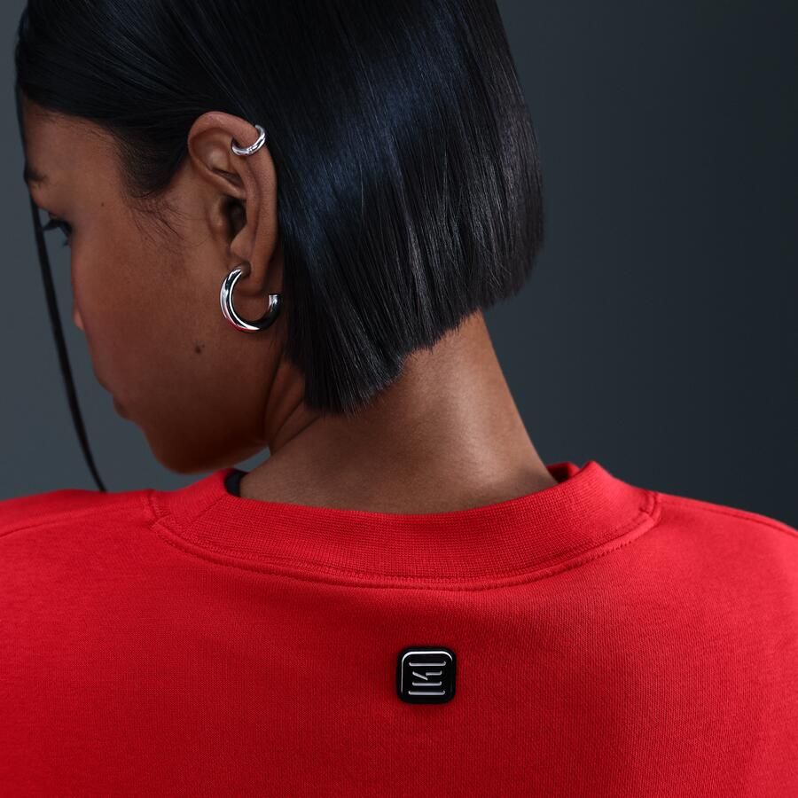 Nike Phoenix Fleece Shox oversized sweatshirt met ronde hals voor dames Rood