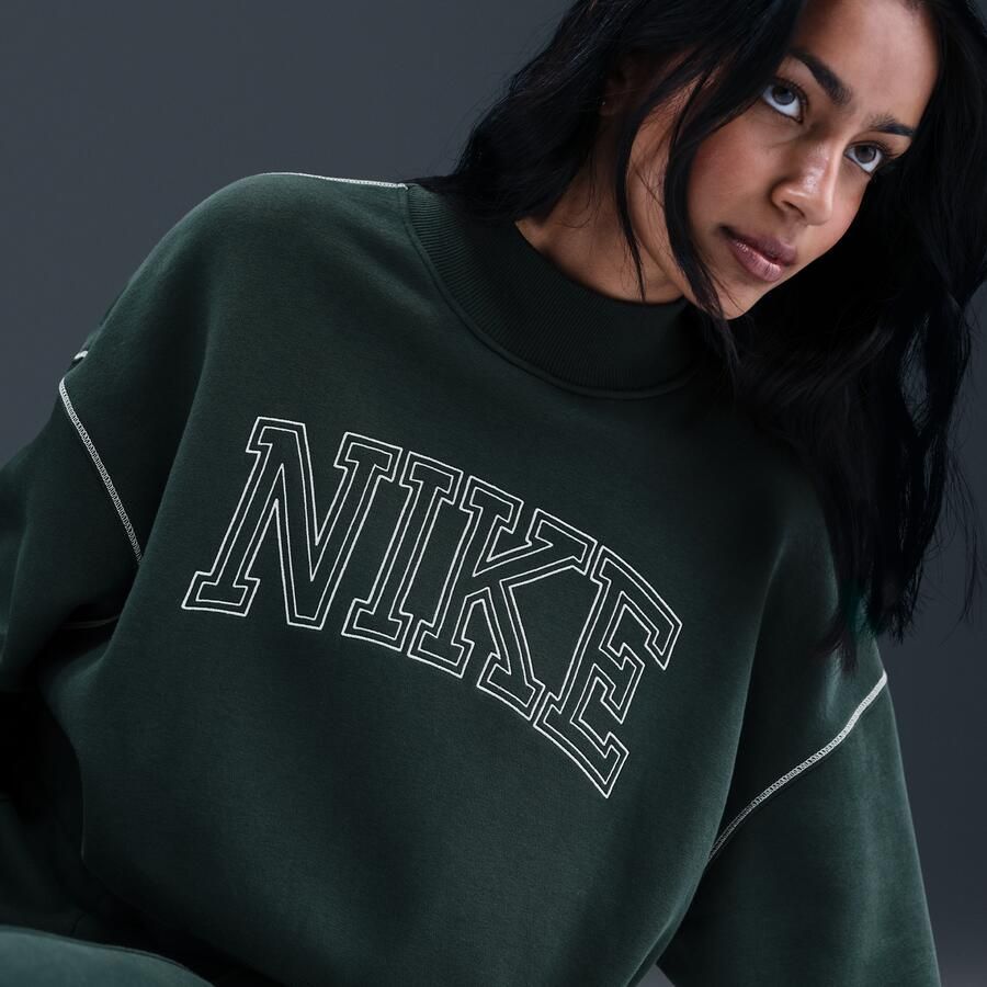 Nike Phoenix Fleece sweatshirt met opstaande kraag voor dames Groen - Foto 2
