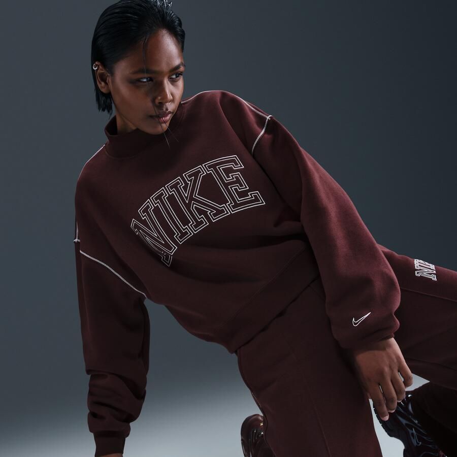 Nike Phoenix Fleece sweatshirt met opstaande kraag voor dames Rood - Foto 2