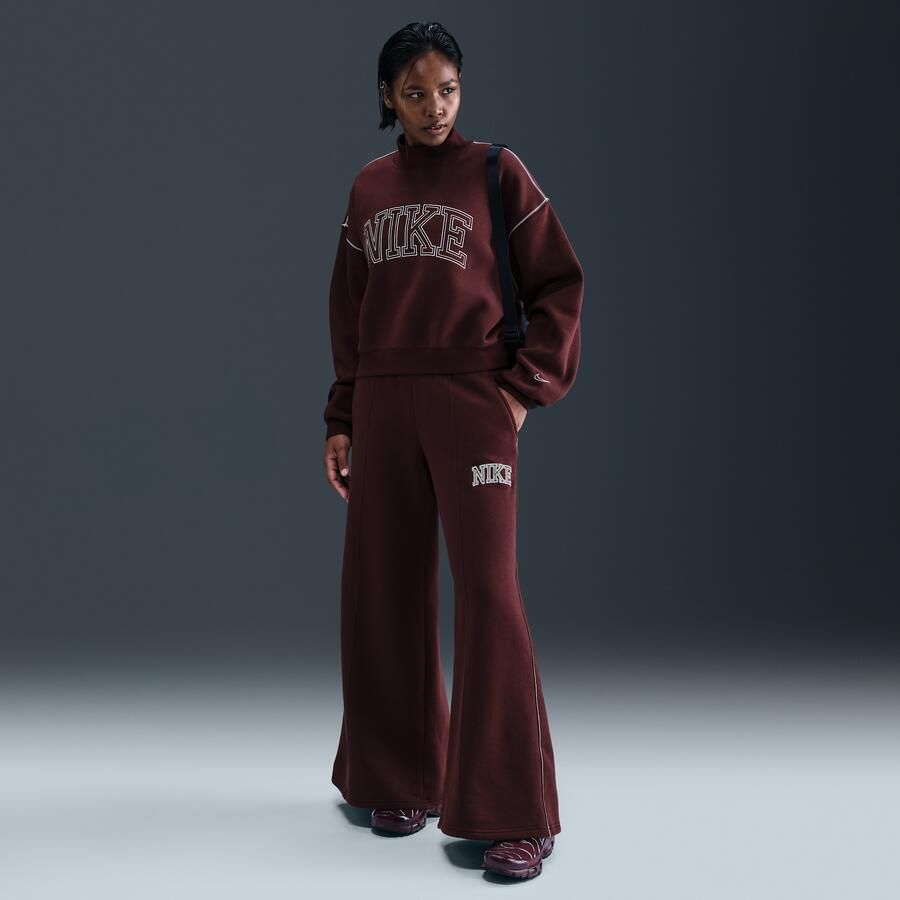 Nike Phoenix Fleece sweatshirt met opstaande kraag voor dames Rood - Foto 3