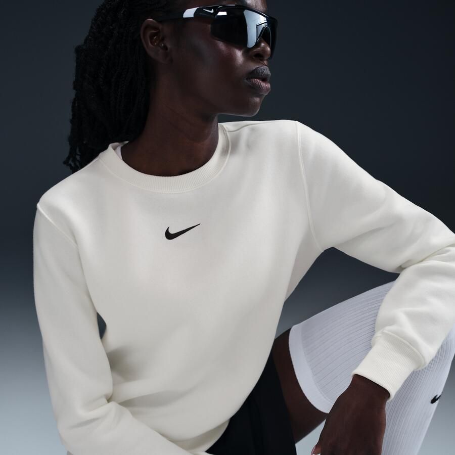 Nike Phoenix Fleece sweatshirt met ronde hals voor dames Wit - Foto 2
