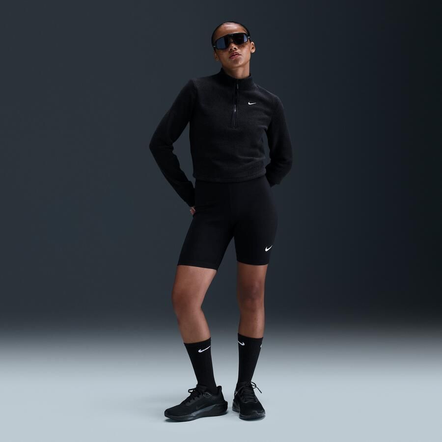 Nike Phoenix Plush aansluitende damestop van comfortabele fleece met lange mouwen en halflange rits Zwart - Foto 3