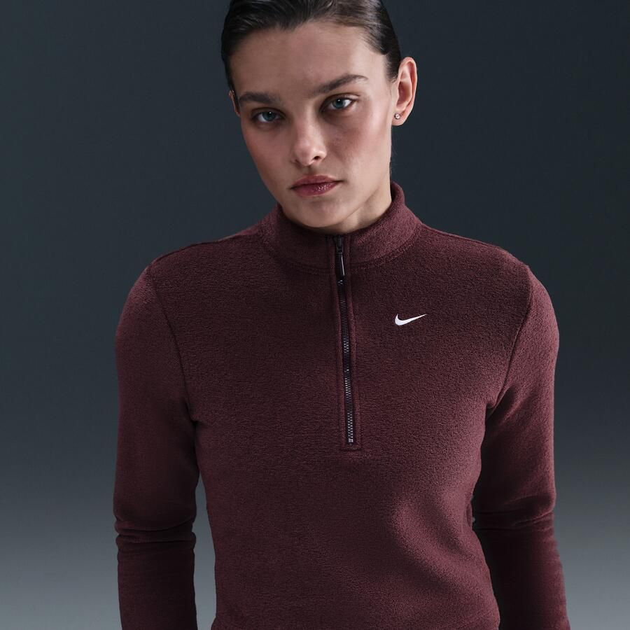 Nike Phoenix Plush aansluitende damestop van comfortabele fleece met lange mouwen en halflange rits Rood - Foto 4