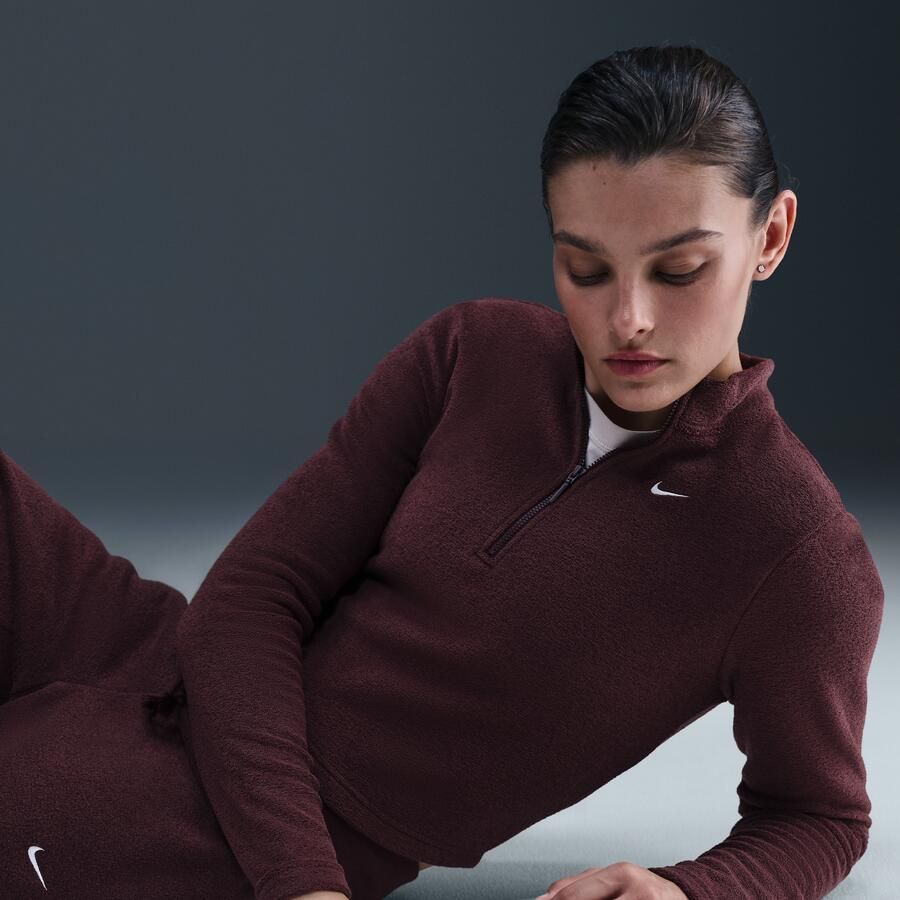 Nike Phoenix Plush aansluitende damestop van comfortabele fleece met lange mouwen en halflange rits Rood - Foto 2