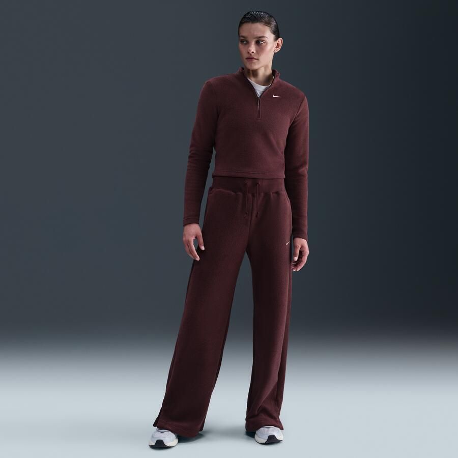 Nike Phoenix Plush aansluitende damestop van comfortabele fleece met lange mouwen en halflange rits Rood - Foto 3