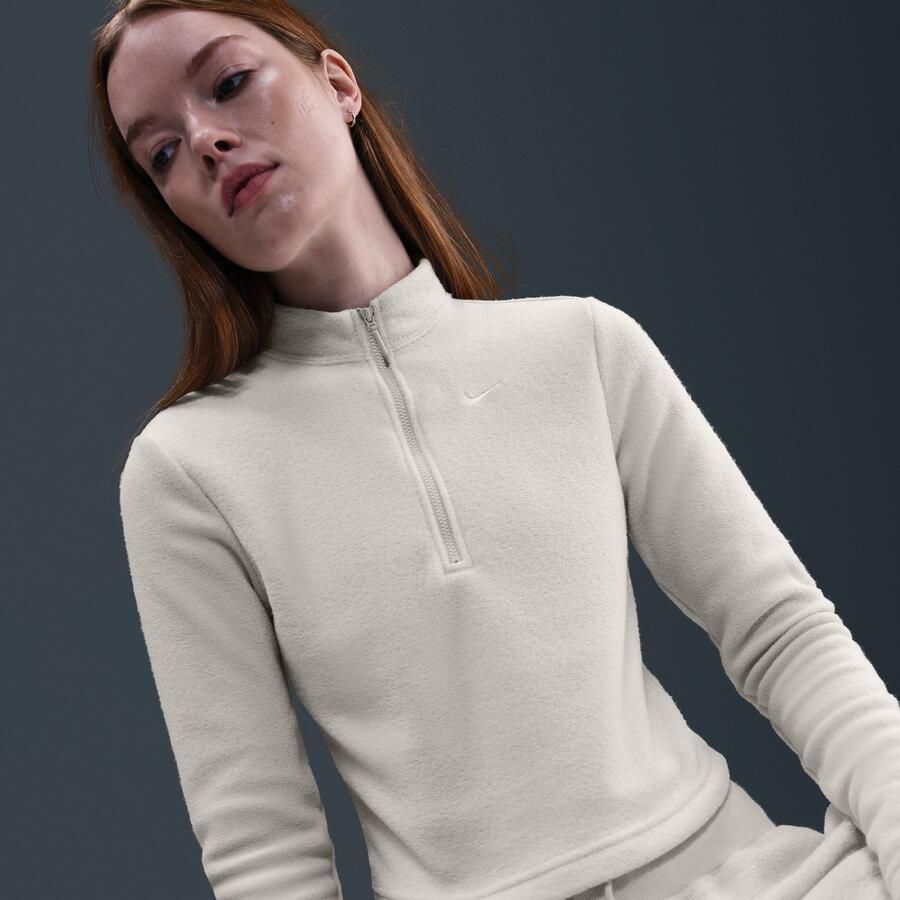 Nike Phoenix Plush aansluitende damestop van comfortabele fleece met lange mouwen en halflange rits Grijs - Foto 2