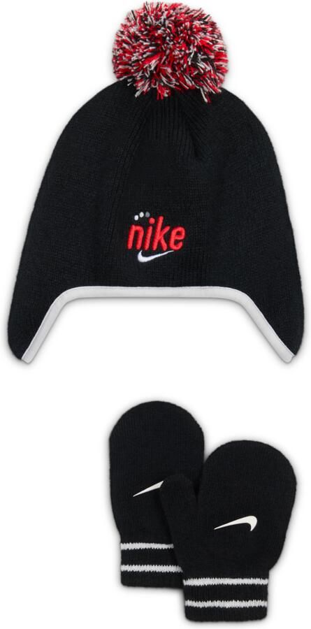 Nike Play For All 2-delige set met hoge beanie voor peuters Zwart - Foto 3