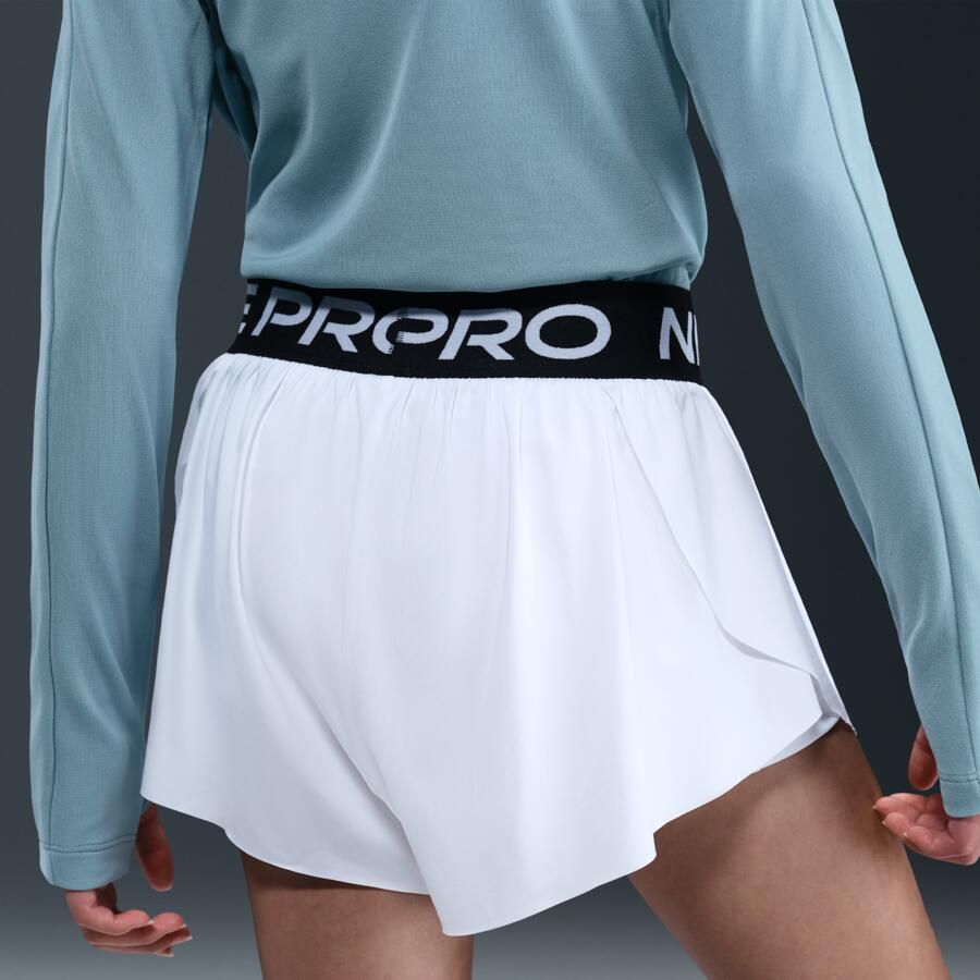 Nike Pro 2-in-1 Dri-FIT shorts voor meisjes Wit - Foto 2