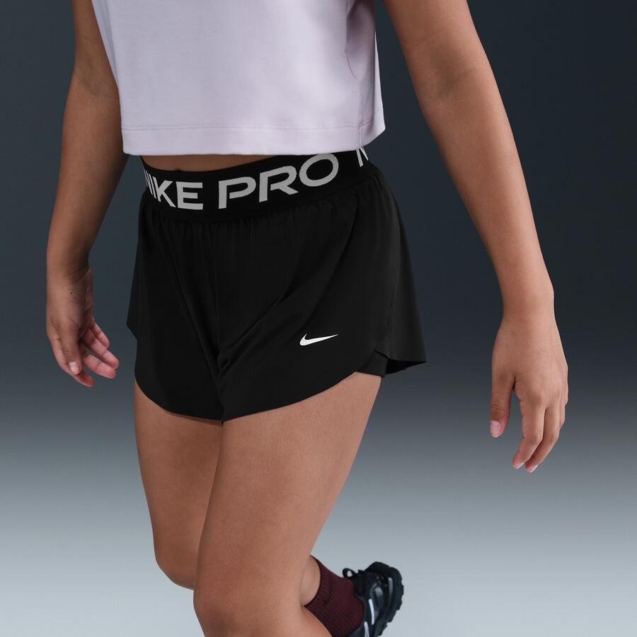 Nike Pro 2-in-1 Dri-FIT shorts voor meisjes Zwart