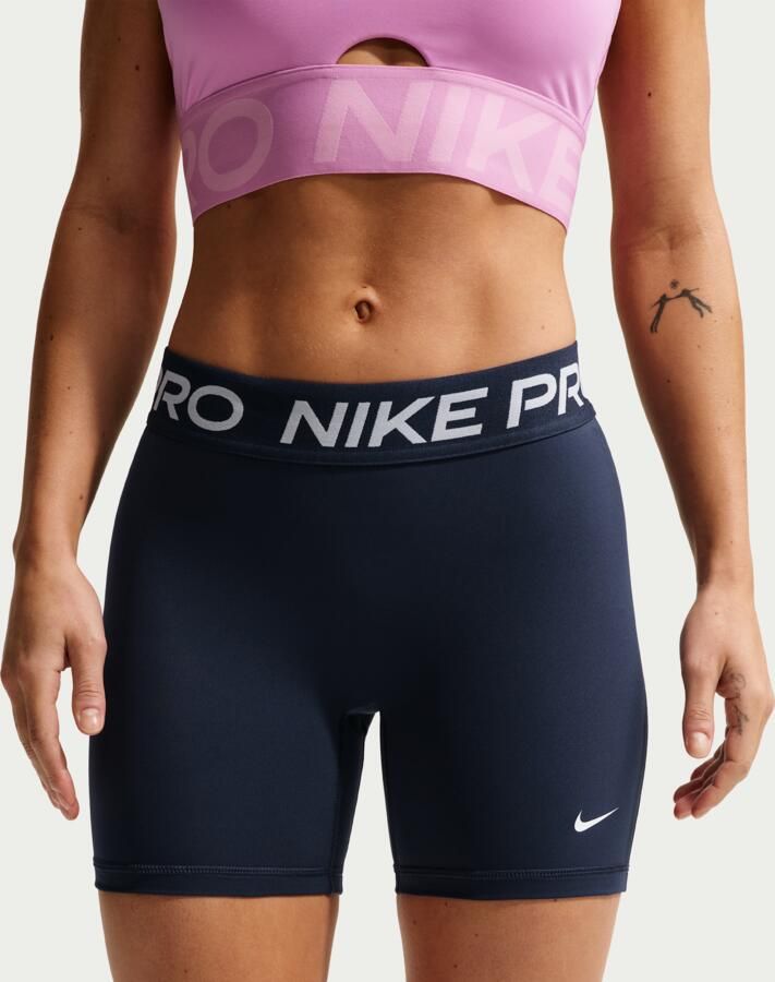 Nike Pro 365 middelhoge shorts voor dames (13 cm) Blauw - Foto 2