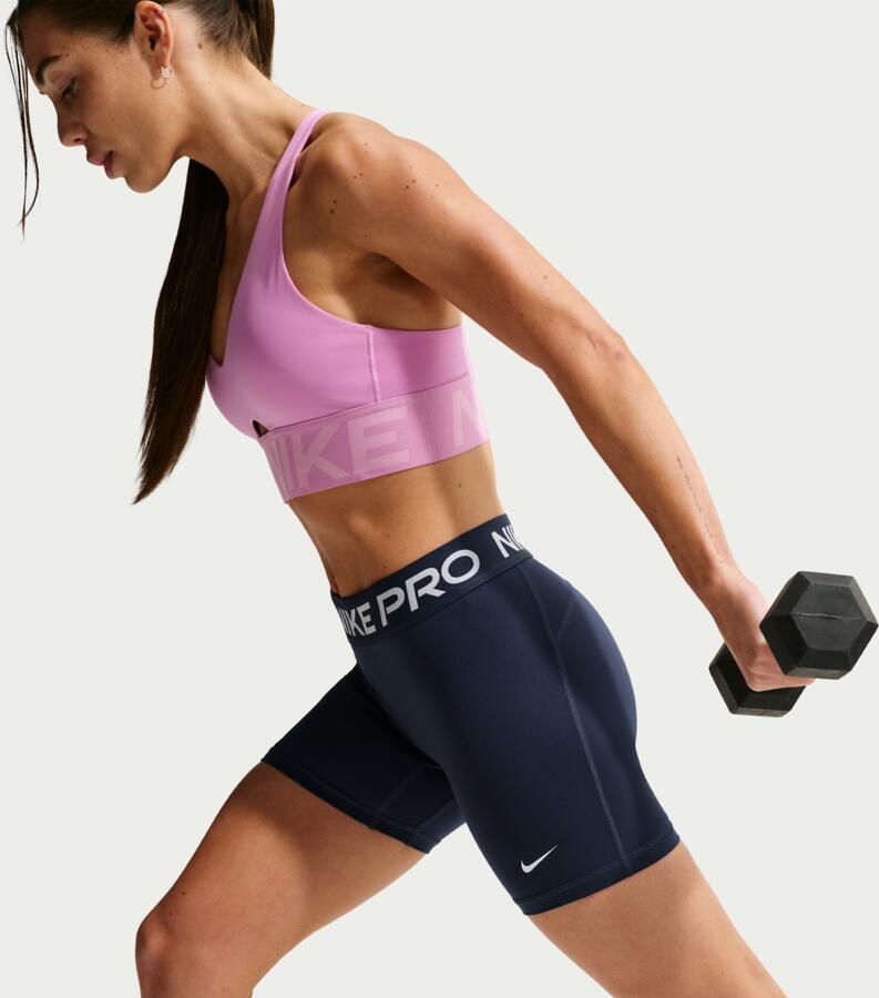 Nike Pro 365 middelhoge shorts voor dames (13 cm) Blauw