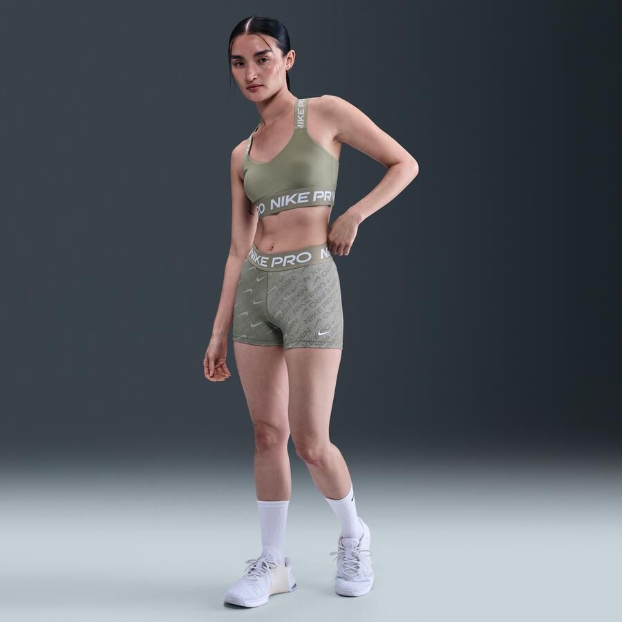 Nike Pro bikershorts met halfhoge taille en print voor dames (8 cm) Groen - Foto 4