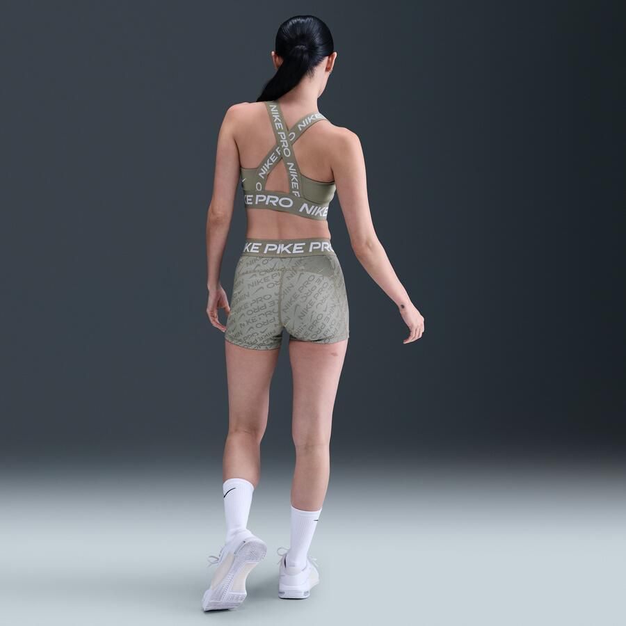 Nike Pro bikershorts met halfhoge taille en print voor dames (8 cm) Groen - Foto 3