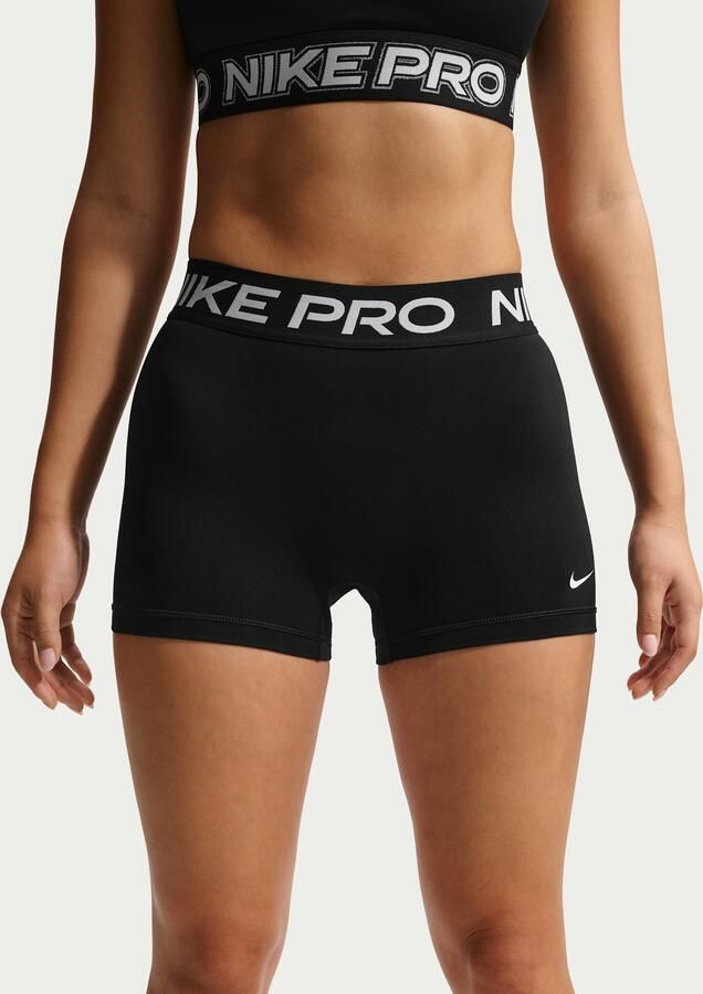 Nike Pro bikeshorts met halfhoge taille voor dames (8 cm) Zwart - Foto 3