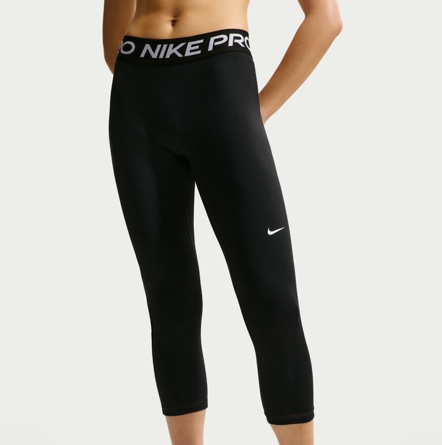 Nike Pro Crop-legging met halfhoge taille voor dames Zwart - Foto 2