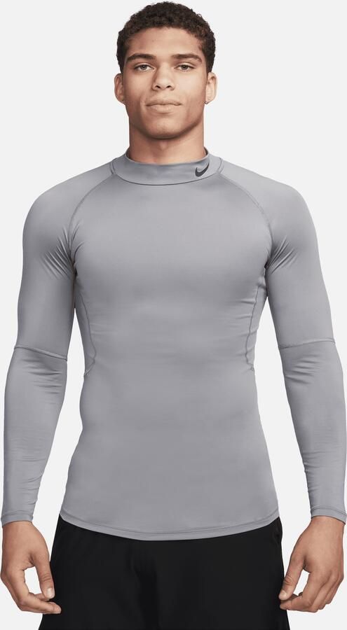 Nike Pro Dri-FIT fitnesstop met hoge hals en lange mouwen voor heren Grijs - Foto 4