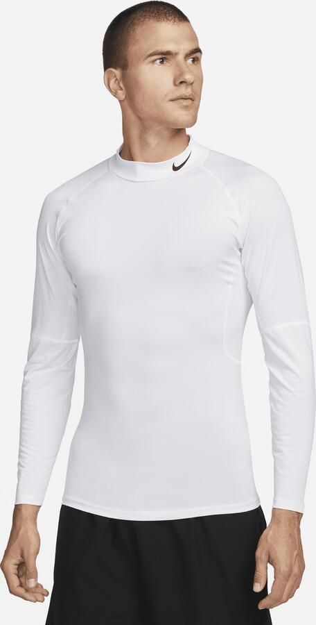 Nike Pro Dri-FIT fitnesstop met hoge hals en lange mouwen voor heren Wit - Foto 4