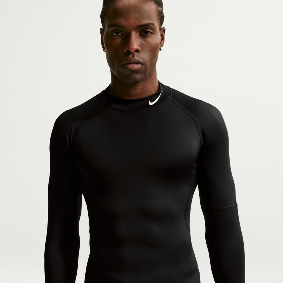 Nike Pro Dri-FIT fitnesstop met hoge hals en lange mouwen voor heren Zwart - Foto 5