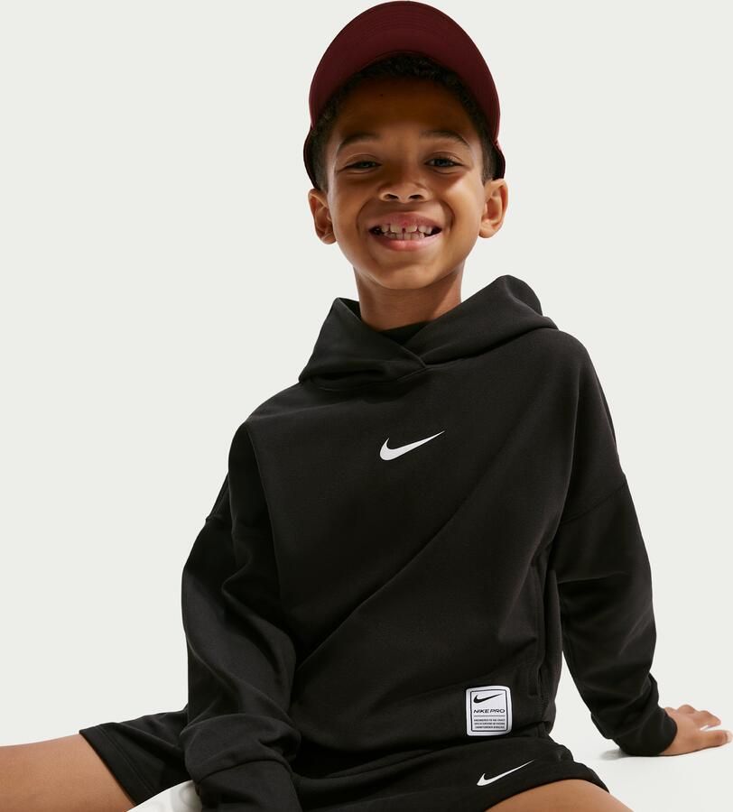 Nike Pro Dri-FIT fleecehoodie voor jongens Zwart - Foto 2