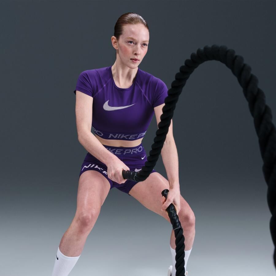 Nike Pro Dri-FIT korte damestop met korte mouwen en graphic Paars - Foto 2